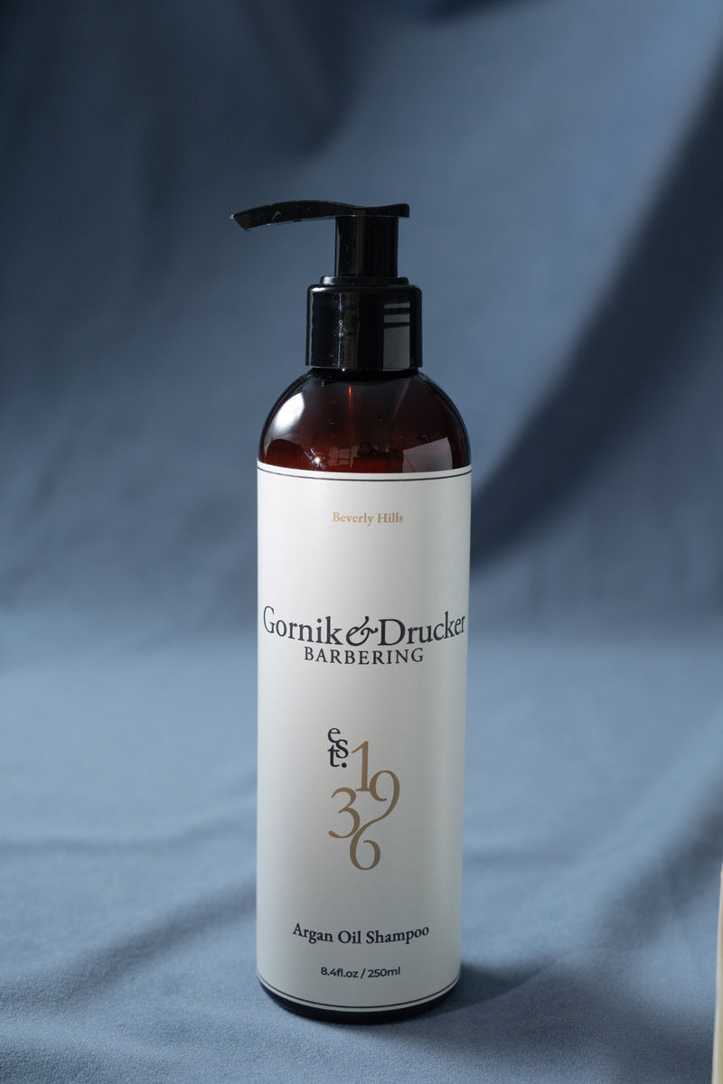 Gornik & Drucker Argan Oil Shampoo, pump bottle, front label