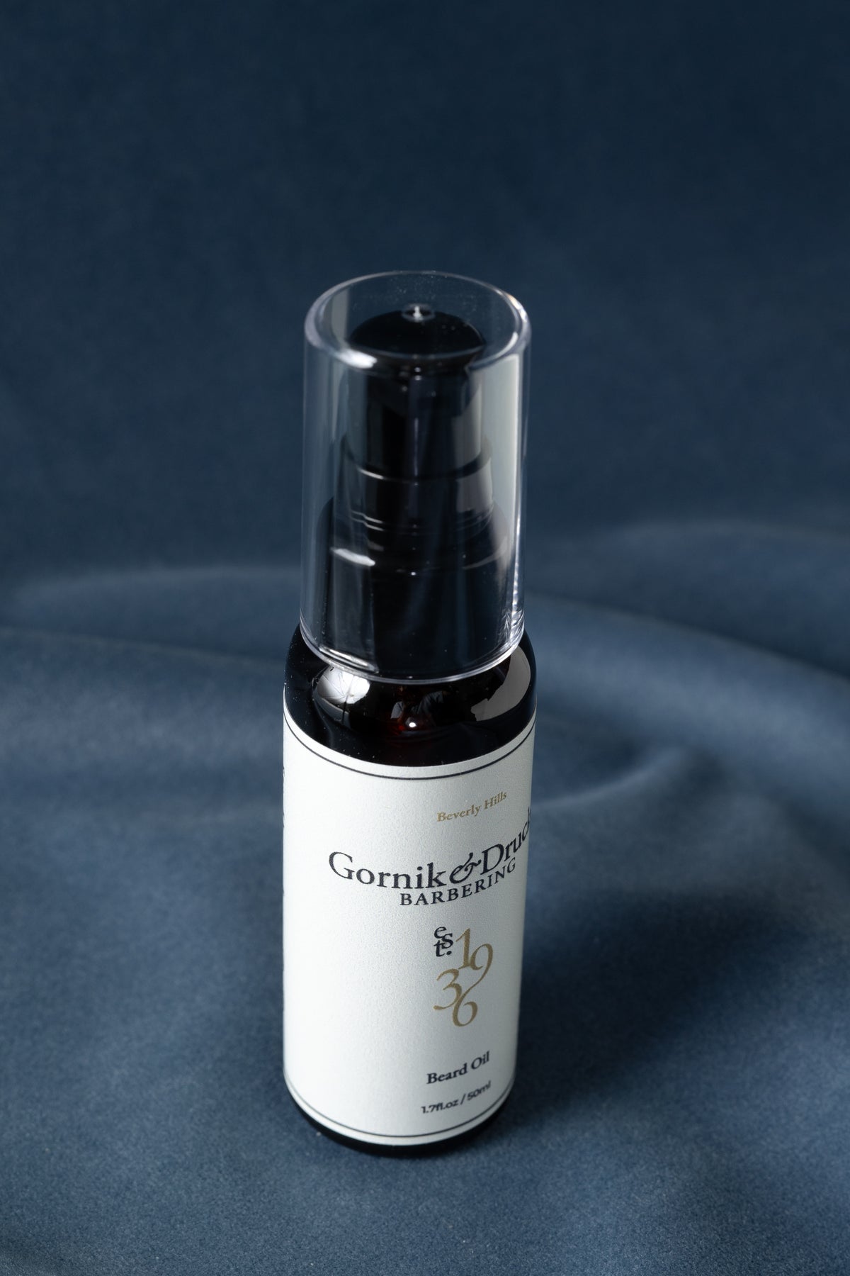 Gornik & Drucker Beard Oil bottle at an angle