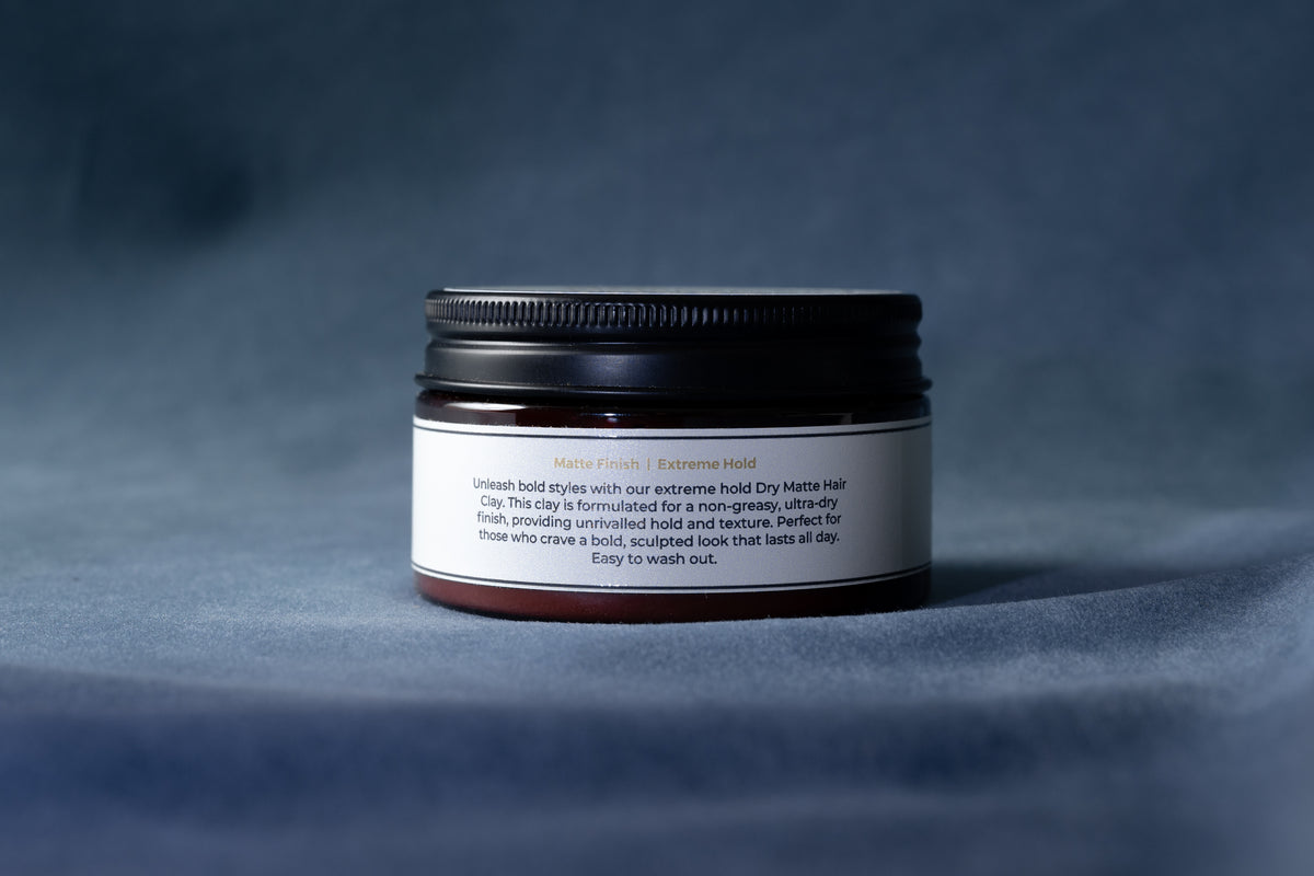 Back label of Gornik & Drucker Dry Matte Clay with directions and ingredients