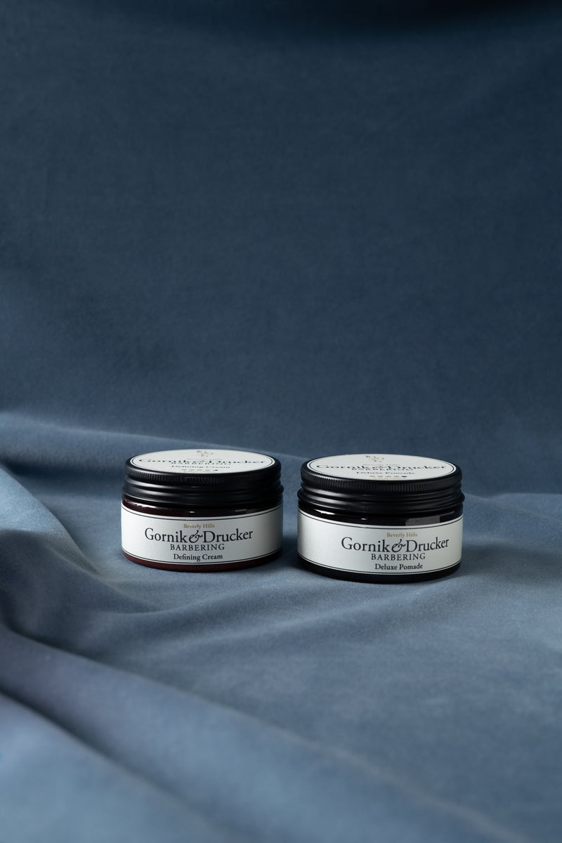 The Night Out Set: Gornik & Drucker Defining Cream and Deluxe Pomade jars