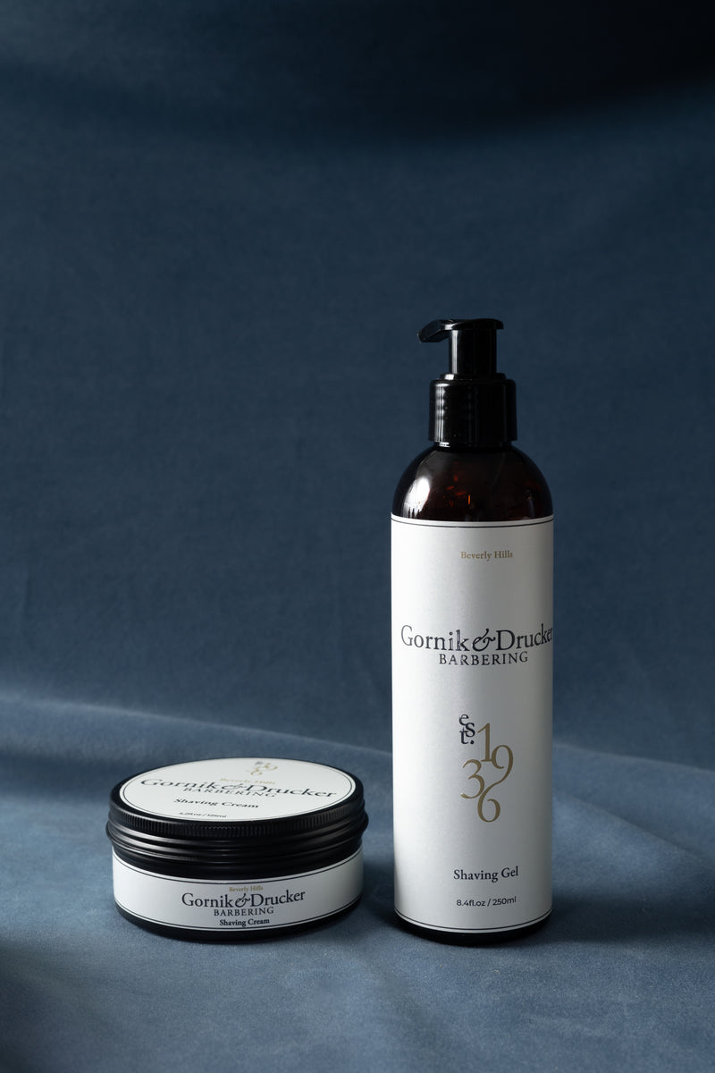 The Shaving Set: Gornik & Drucker Shaving Cream jar and Shaving Gel pump bottle