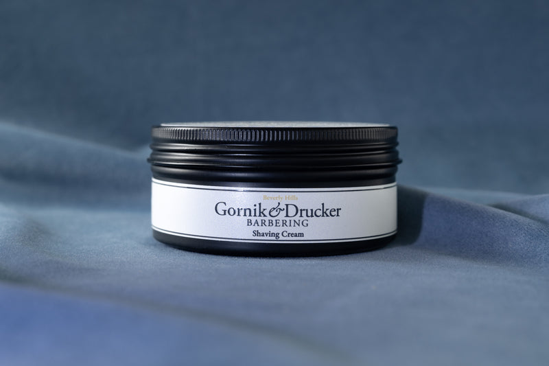 Gornik & Drucker Shaving Cream, 4.2oz jar, front label