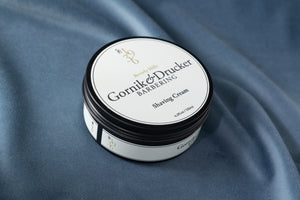 Gornik & Drucker Shaving Cream jar, lid on, seen from above