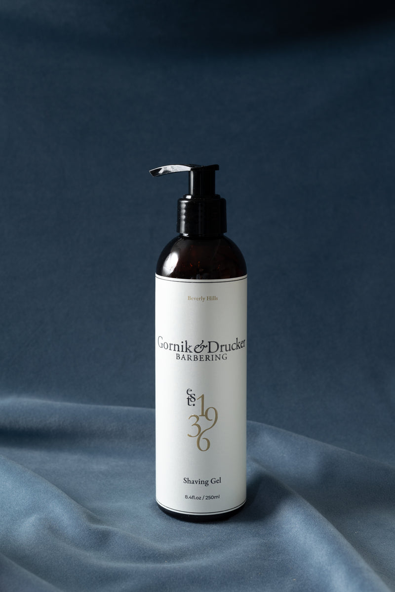Gornik & Drucker Shaving Gel, 8.4oz pump bottle, front label