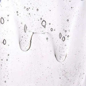 Close-up of clear Tea Tree Shampoo gel with fine bubbles