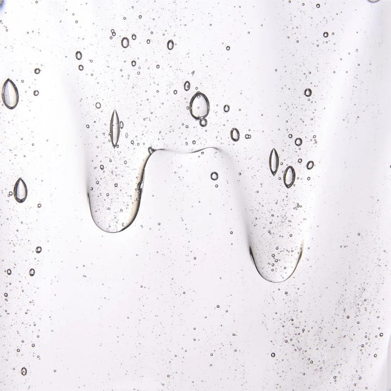 Close-up of clear Tea Tree Shampoo gel with fine bubbles